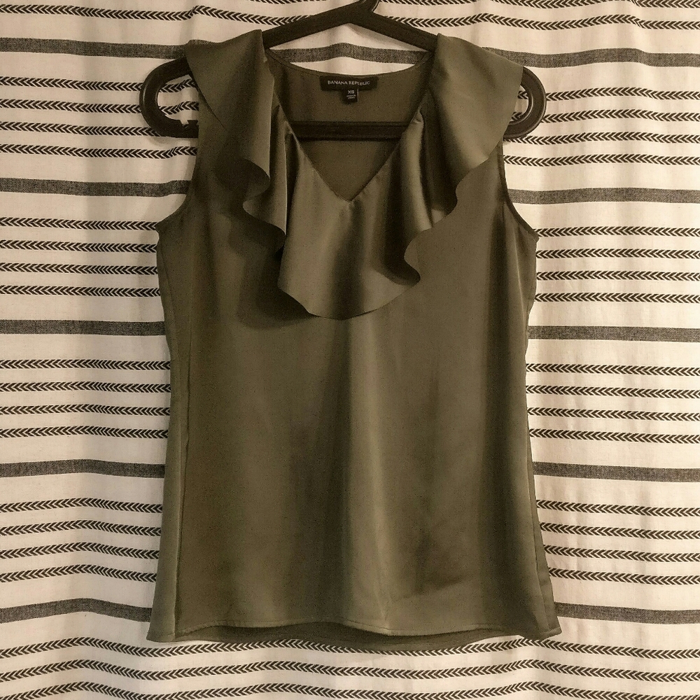 Banana Republic Satin Ruffle Neck Blouse